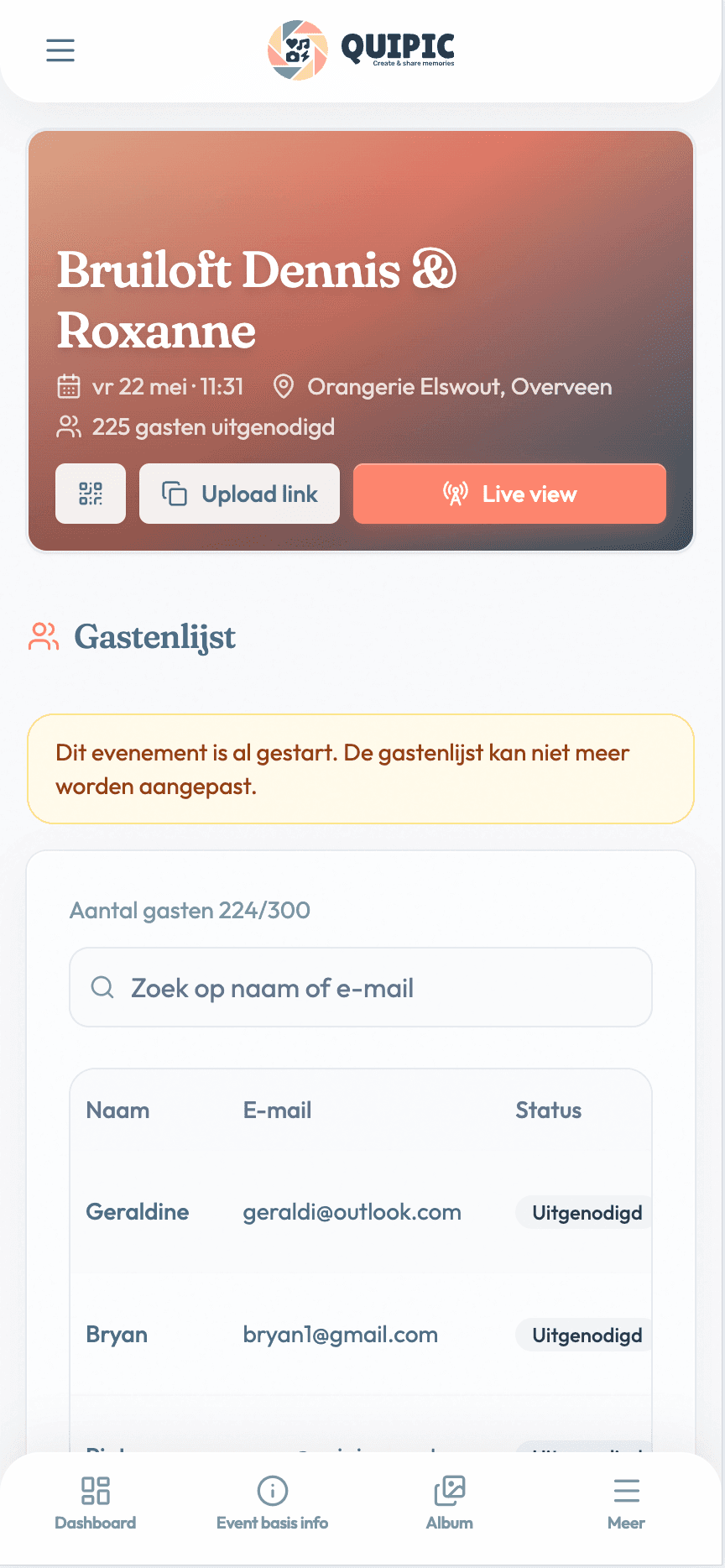 Gastenlijst & RSVP